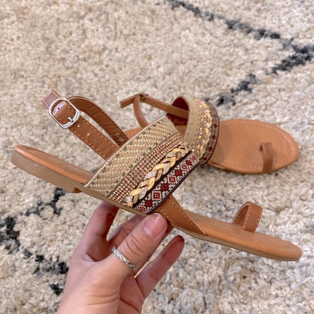 Vegan Tribal Style Toe Sandals - Picture 3 of 8